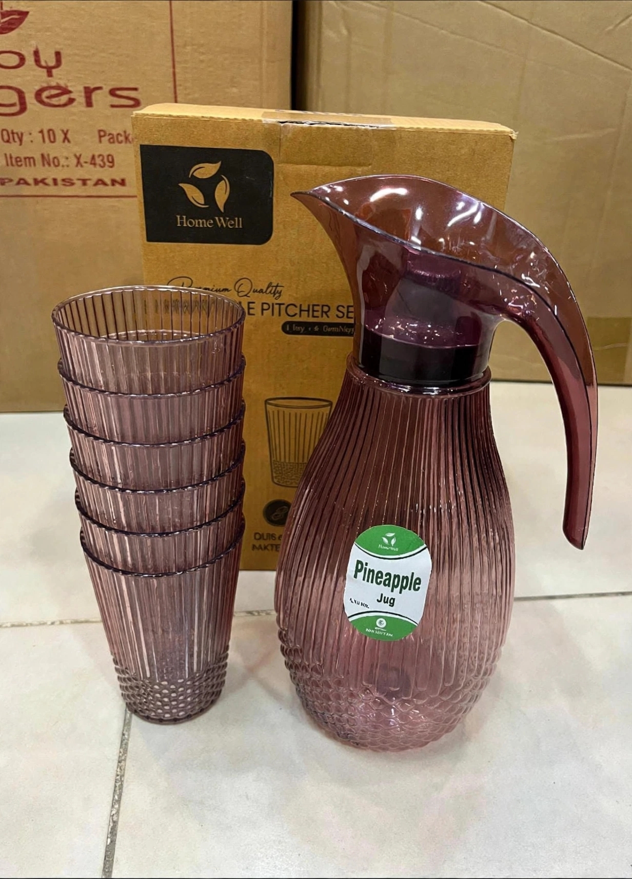 7 Pcs Crystal Water Jug Set with 6 Glasses - Image 2