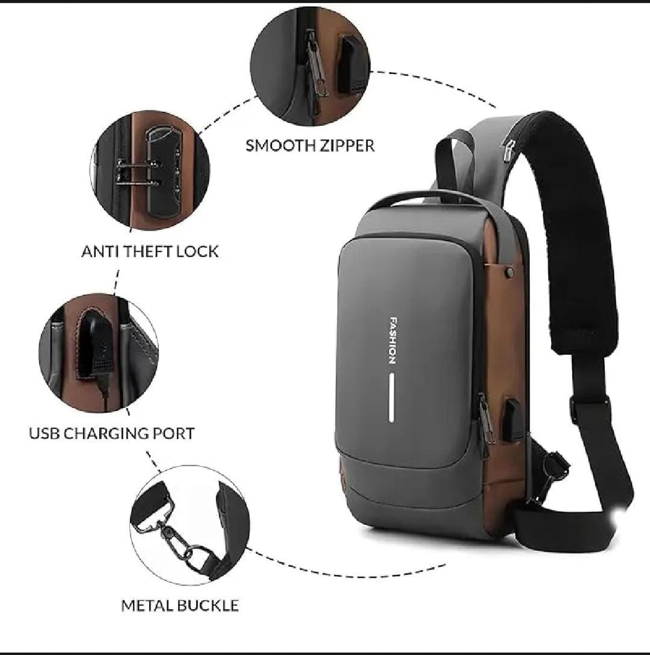 Anti-Theft Crossbody Sling Bag with USB Port - Image 8