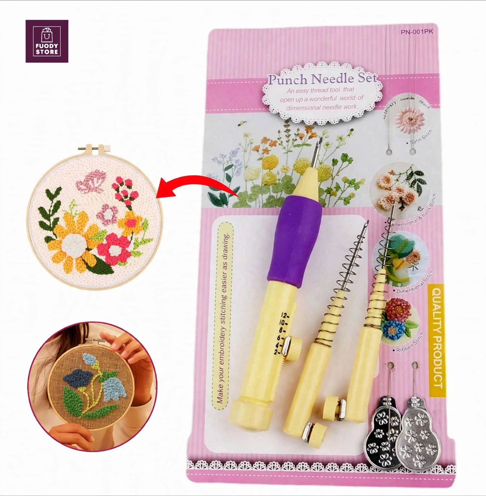 Embroidery Punch Needle Pen โ DIY Craft Kit - Image 5