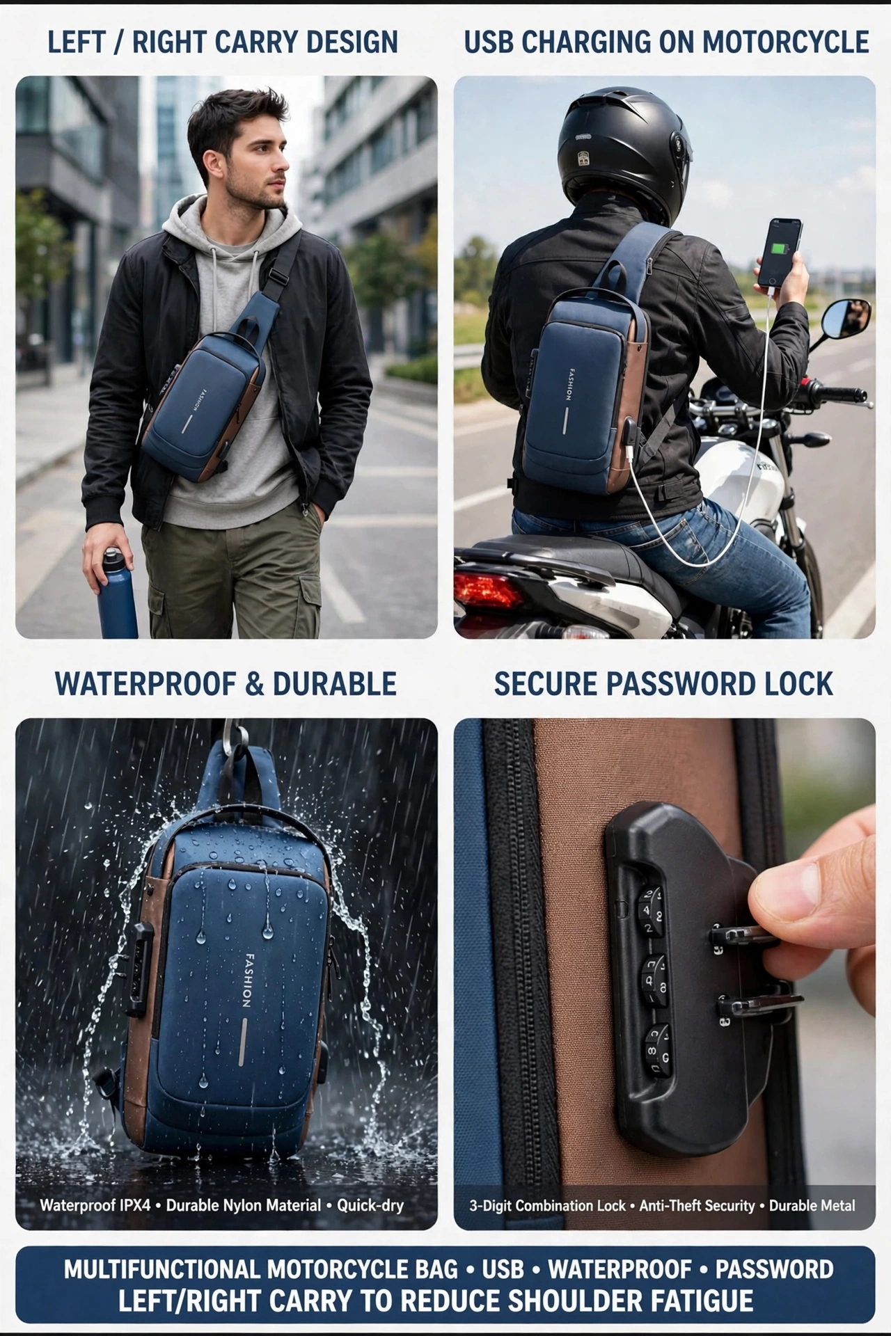 Anti-Theft Crossbody Sling Bag with USB Port - Image 5
