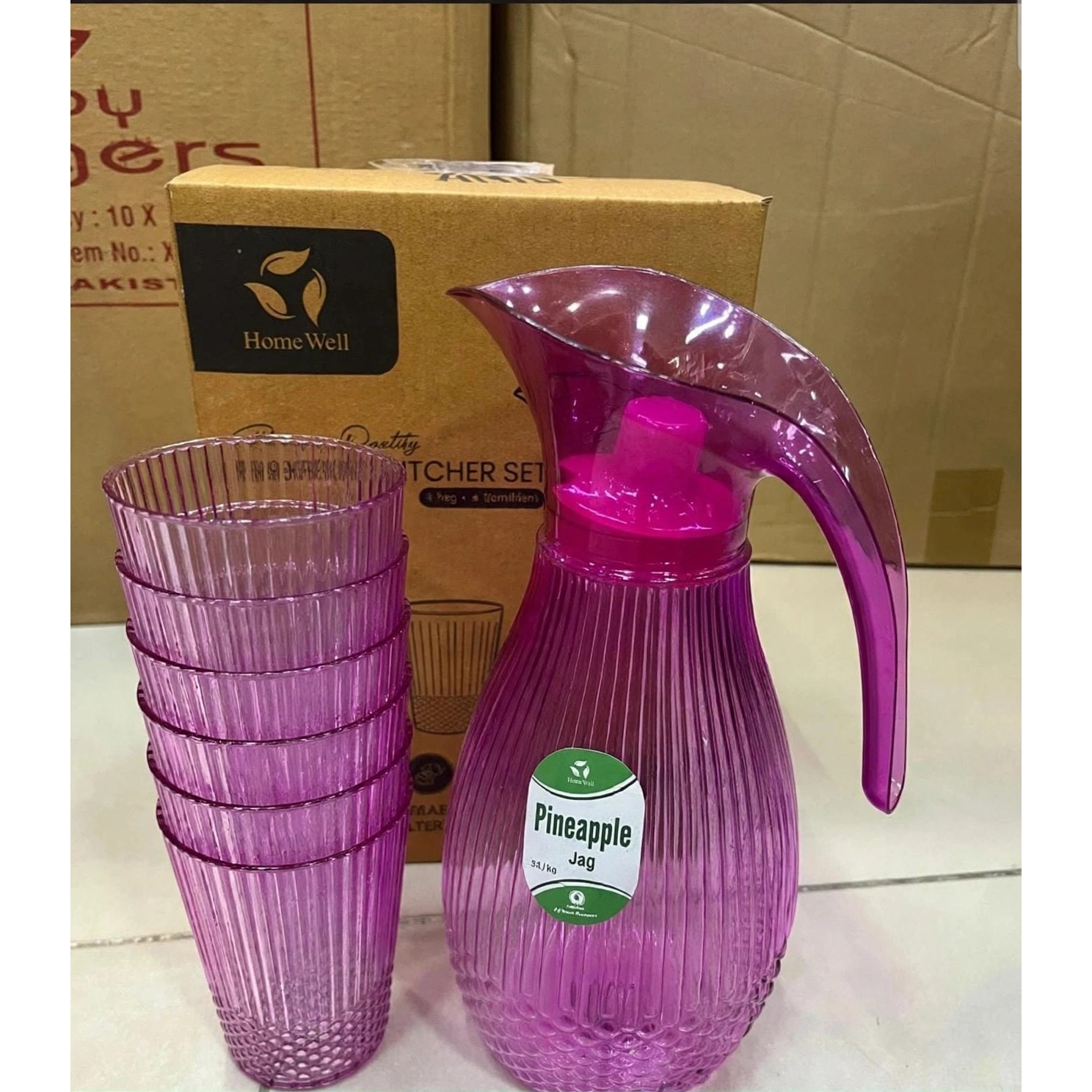 7 Pcs Crystal Water Jug Set with 6 Glasses