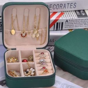 Leather Jewellery Organizer Box with Zipper